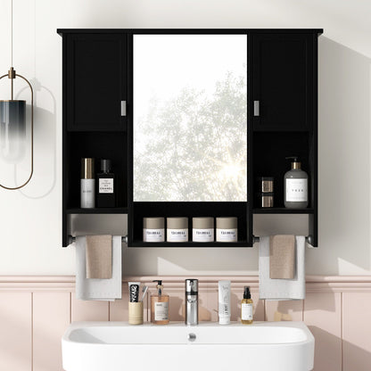 Wall Mounted Bathroom Storage Cabinet With Mirror, Medicine Cabinet With Towel Bar