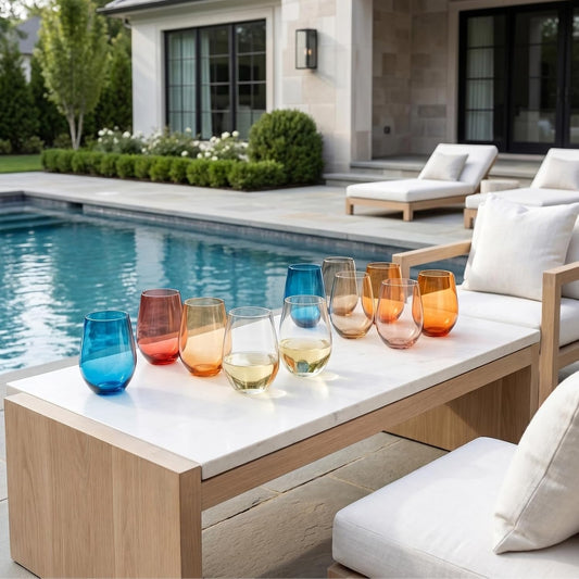 Eze Acrylic Stemless Wine Glassware, Set of 12