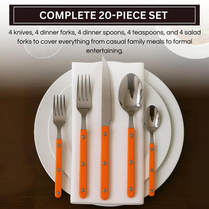 Khen 20-Piece Cutlery Set with Dinner Knives, Forks, Spoons, Salad Forks & Teaspoons