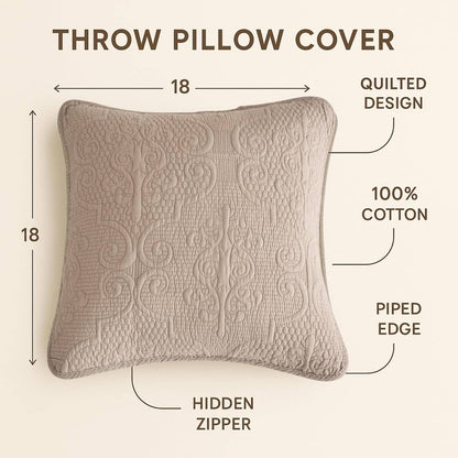 DaDa Bedding Set of 2-Pieces Sandy Beige Taupe Square Cushion Throw Pillow Covers, 18" x 18" (JHW-585)