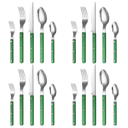 Khen Green Cutlery Set of 20 –18/8 Stainless Steel Flatware