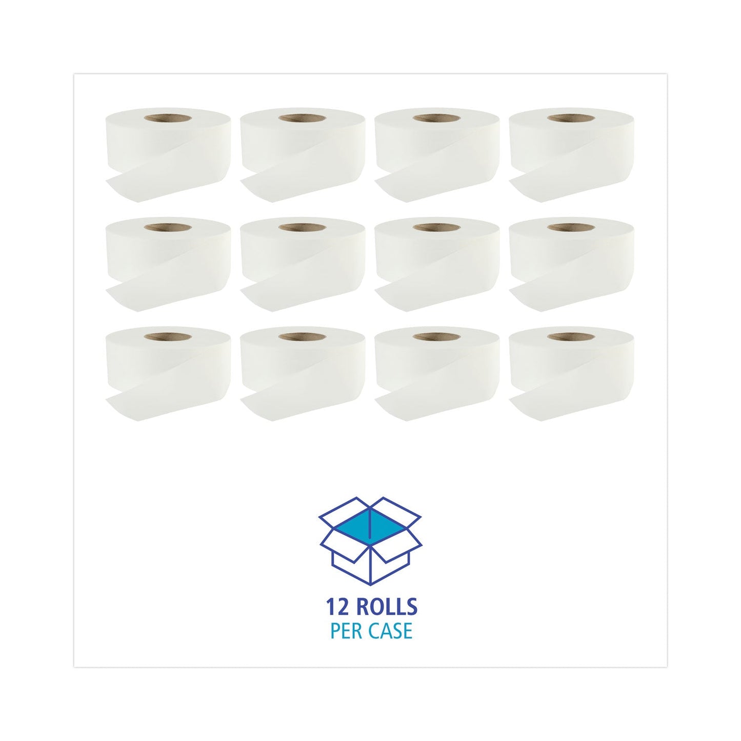 Boardwalk Jumbo Roll Bathroom Tissue, Septic Safe, 2-Ply, White, 3.2" x 525 ft, 12 Rolls/Carton