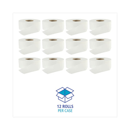 Boardwalk Jumbo Roll Bathroom Tissue, Septic Safe, 2-Ply, White, 3.2" x 525 ft, 12 Rolls/Carton