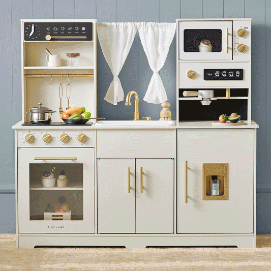 Tiny Land® Play Kitchen with Running Water - Iconic Aqua Kitchen in Cream