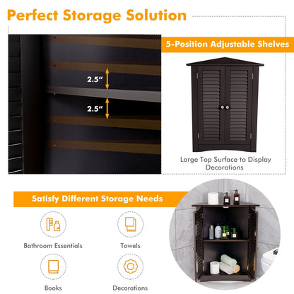Bathroom Corner Storage Freestanding Floor Cabinet with Shutter Door