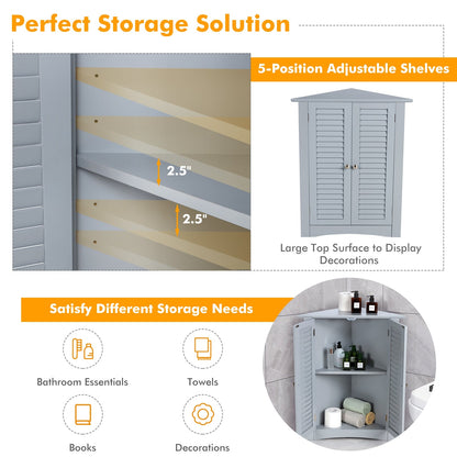 Bathroom Corner Storage Freestanding Floor Cabinet with Shutter Door