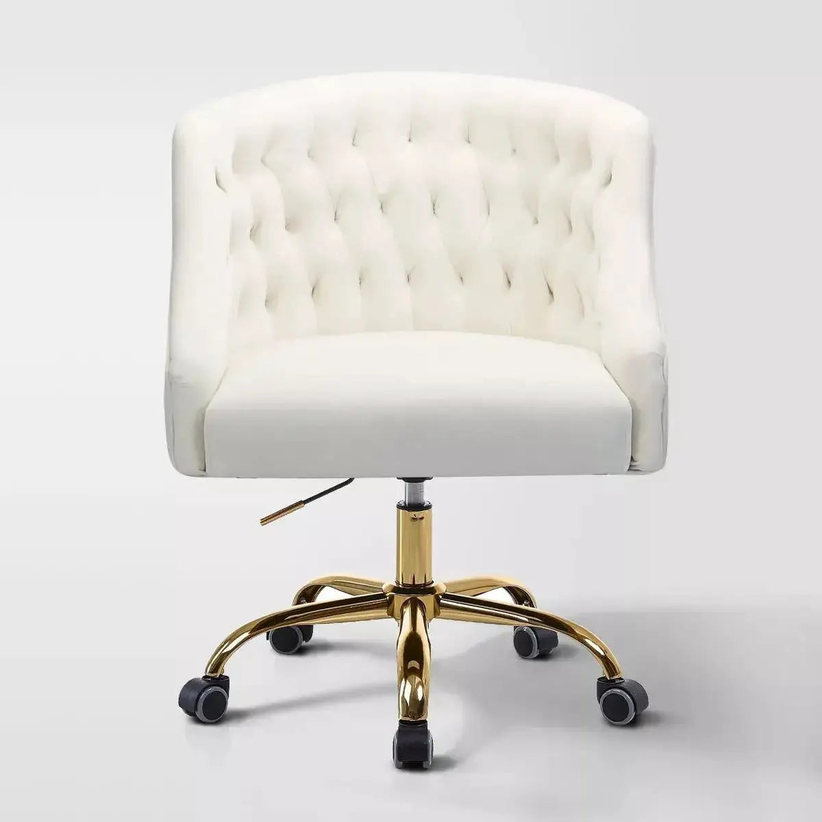 Curvaceous Velvet Swivel Office Chair with Gold Base