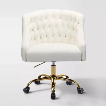 Curvaceous Velvet Swivel Office Chair with Gold Base