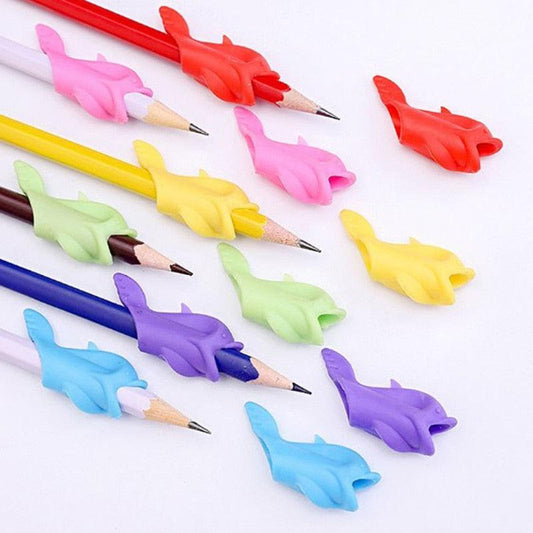 80 Pcs Silicone Pencil Writing Correction Device for For Child Children Learning Aid Grip Stationery Fish Pen Grip Holder Writing Aid Pencil Holder for Children Students Adults Silicone Pen Grip Corrector
