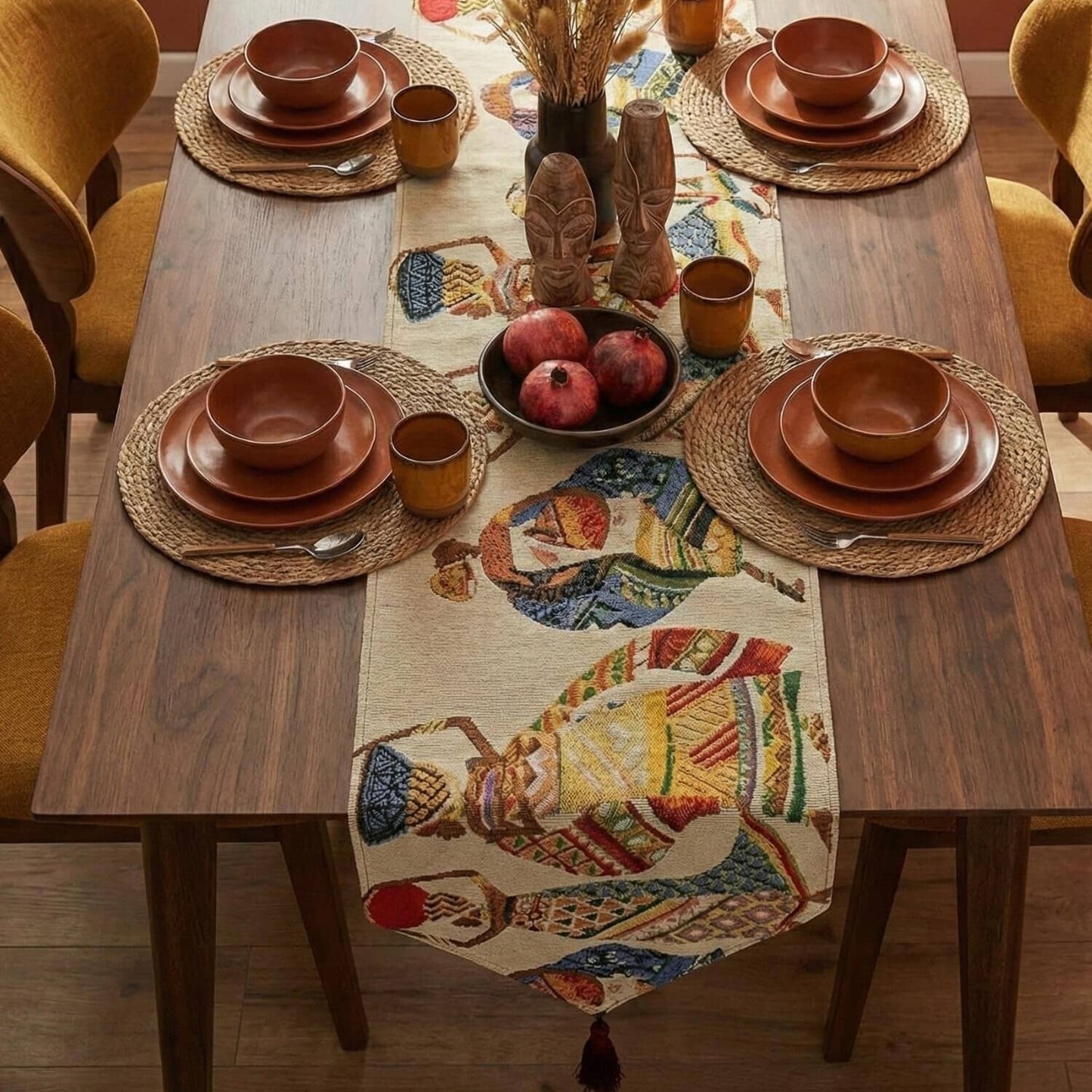 DaDa Bedding Dancing Women African Dreams Elegant Woven Tapestry Dining Table Runner (18117)
