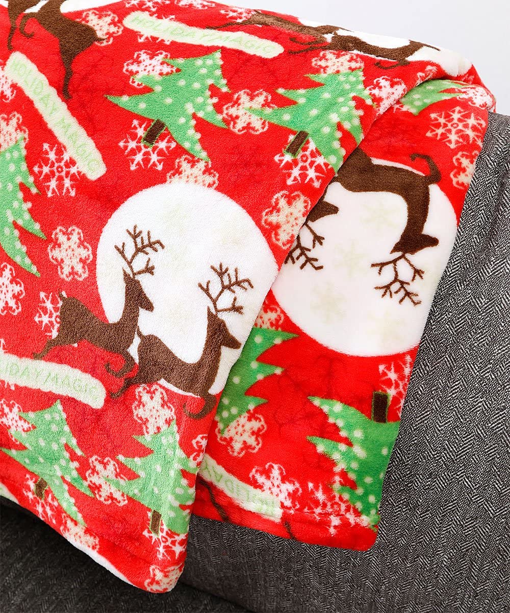 Decor&More Festive Holiday Microplush Throw Blanket (50" x 60") - Holiday Magic