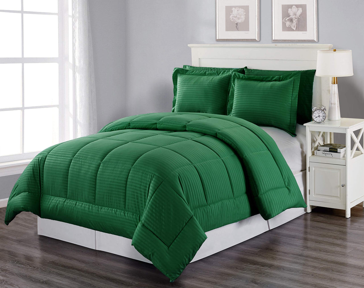 Decor&More Home Essentials 3 Piece Embossed Stripe Down Alternative Comforter Set