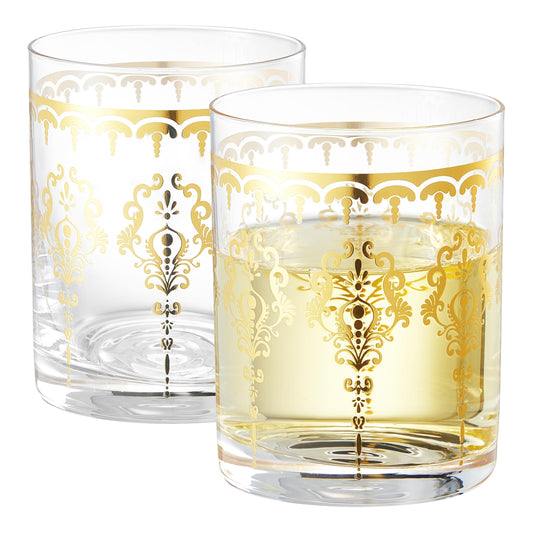 Moroccan Whiskey & Cocktail Tumbler Glass | Clear | Set of 2