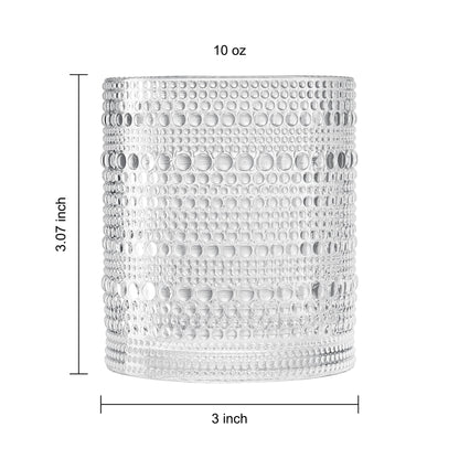 Khen Hobnail Drinking Glasses with Straws | Clear Colors | Set of 12
