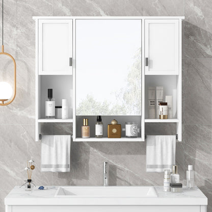 Wall Mounted Bathroom Storage Cabinet With Mirror, Medicine Cabinet With Towel Bar