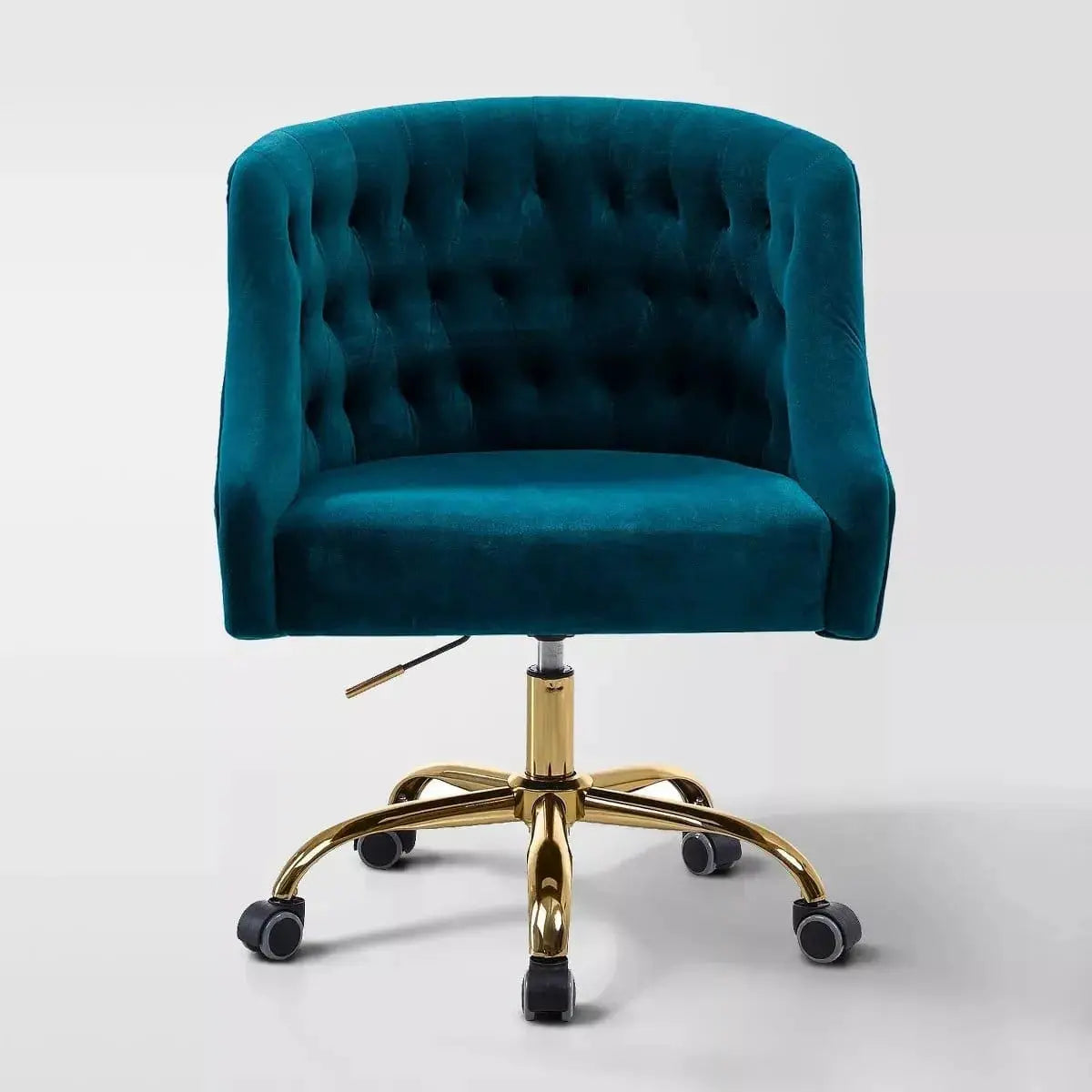 Curvaceous Velvet Swivel Office Chair with Gold Base
