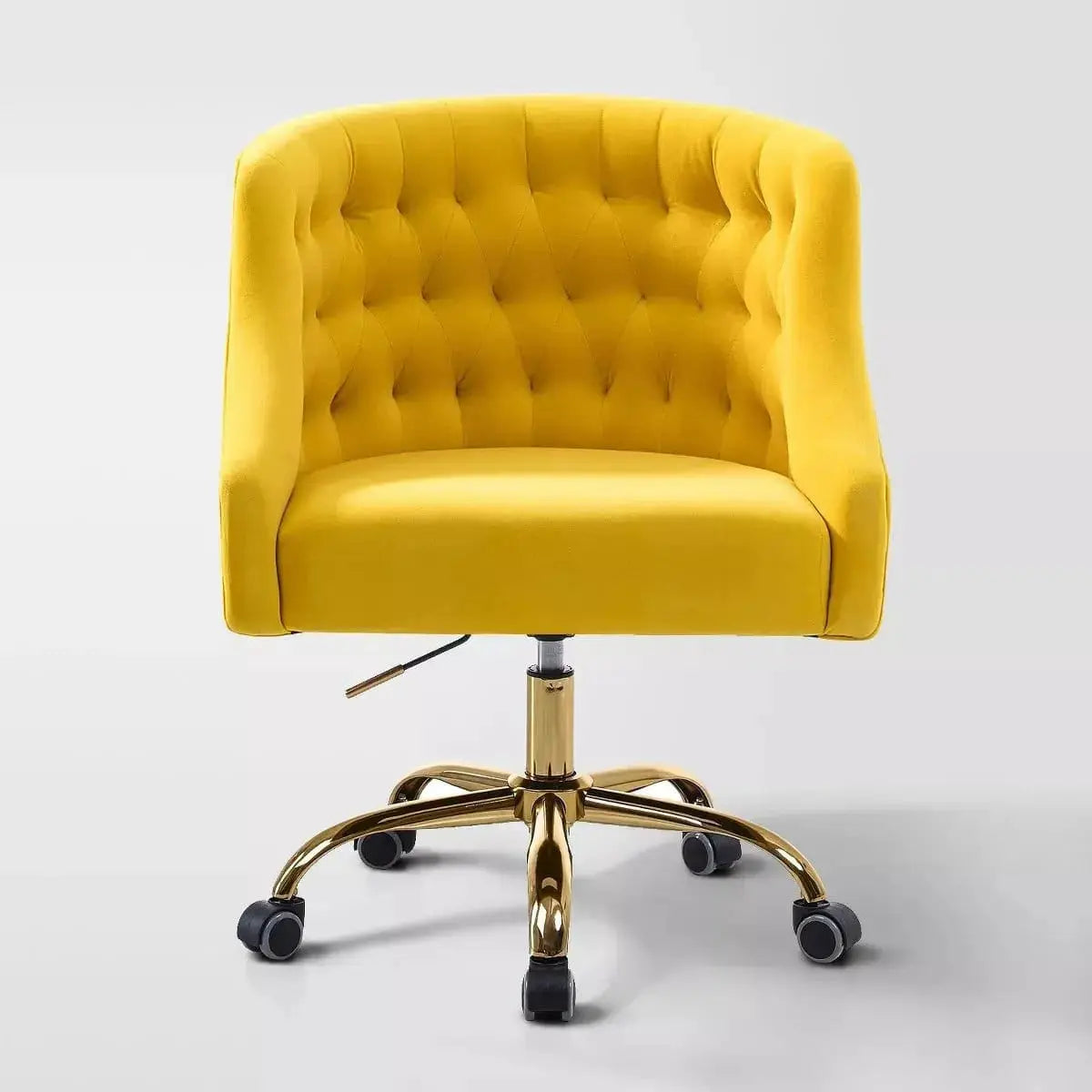 Curvaceous Velvet Swivel Office Chair with Gold Base
