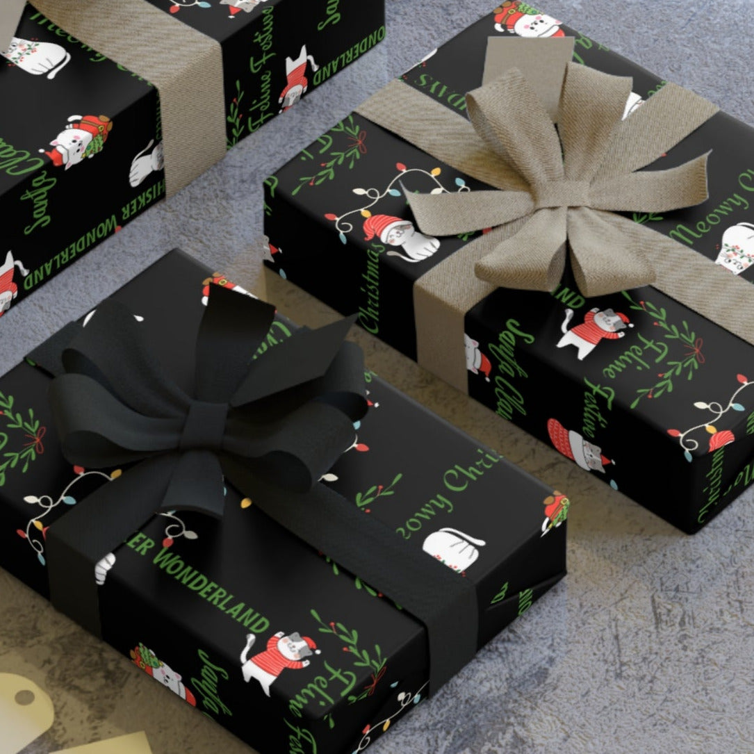 Cat Pun Christmas Gift Wrap Roll for Purr-fect Holiday Gift Giving