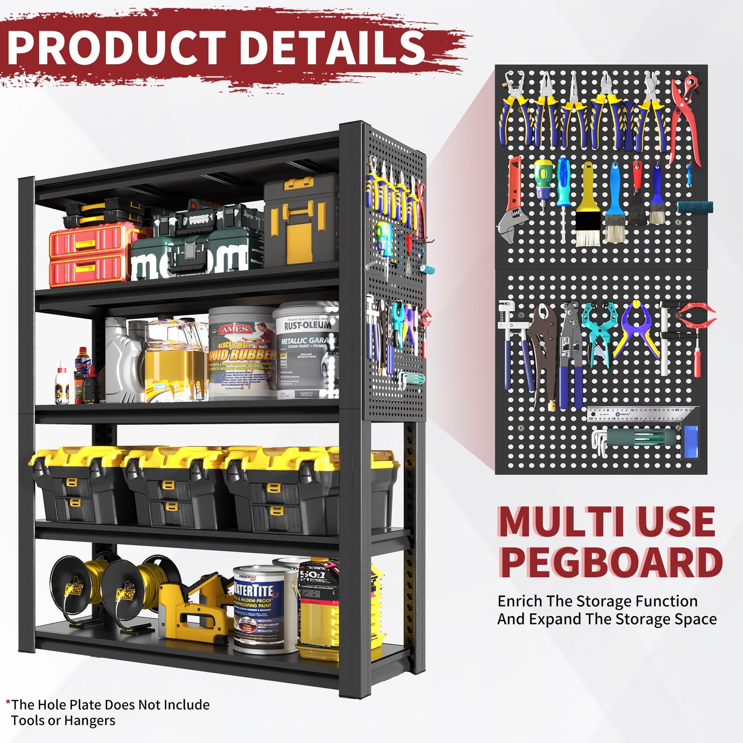 Heavy-Duty 5-Tier Adjustable Storage Shelving Unit - 78"H