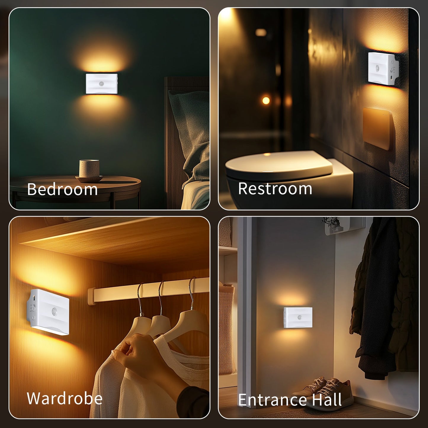 Rechargeable Battery Night Light ,1500 mah , Adjustable Brightness for Bathroom, Bedroom, Kitchen, Cabinet, Stairs, Hallway