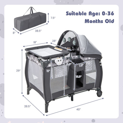 Portable Baby Nursery Center 4-in-1 Portable Travel Crib
