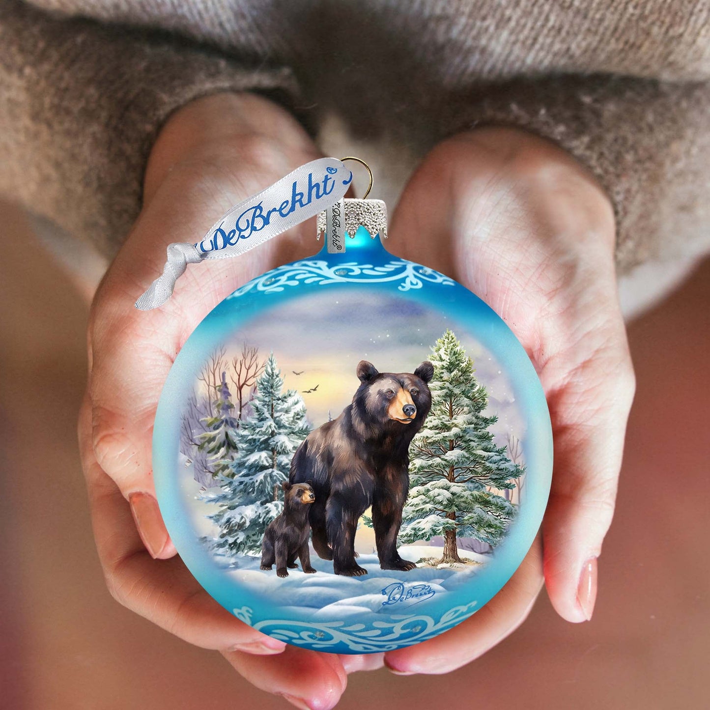 A Love for All Seasons: Black Bears Ball Glass Ornament by G. Debrekht - Wildlife Holiday Décor - 73381