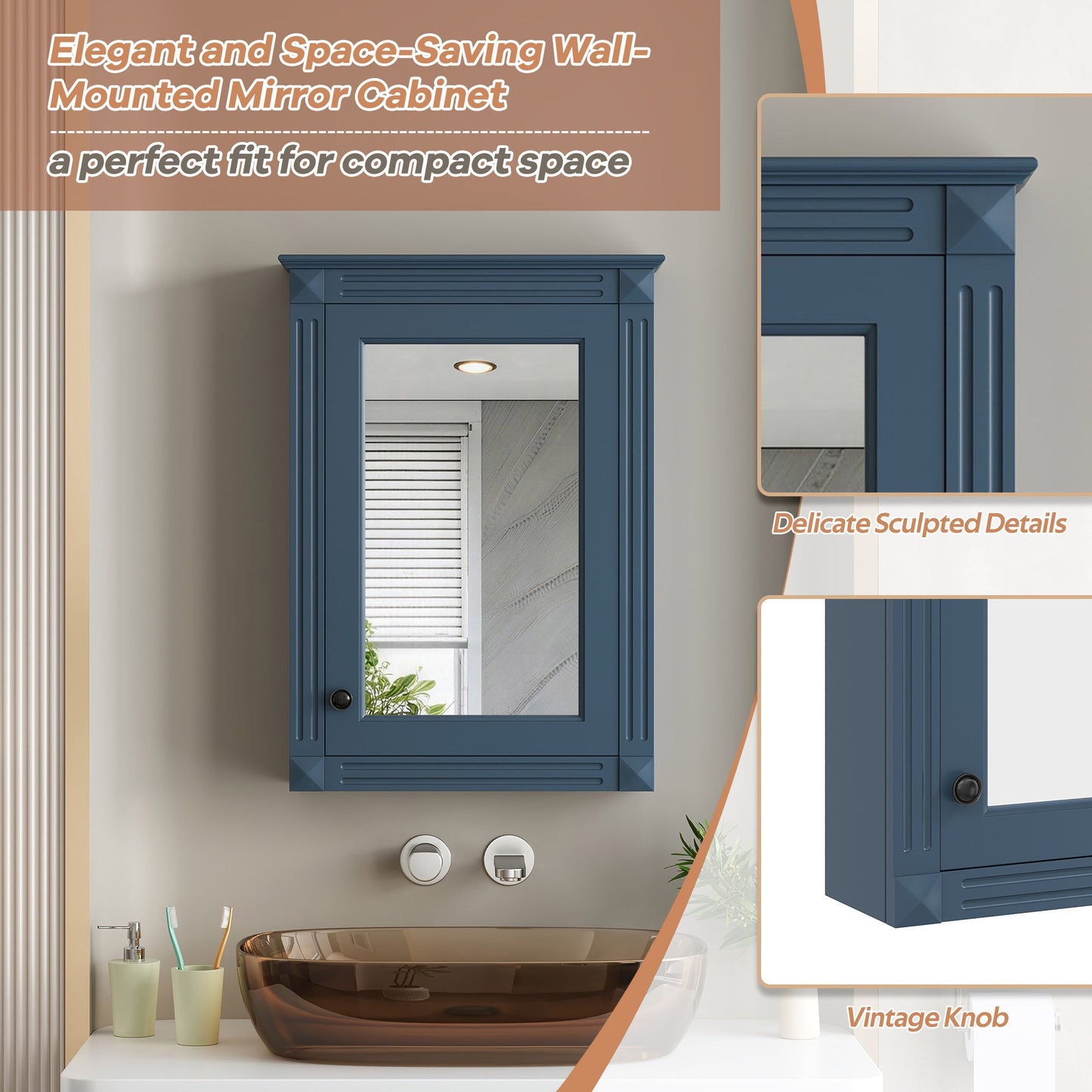20" Wall Mounted Bathroom Storage Cabinet with Mirror