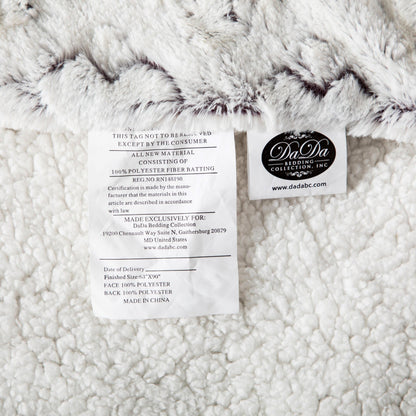 DaDa Bedding Milky White Purple Faux Fur Sherpa Throw Blanket