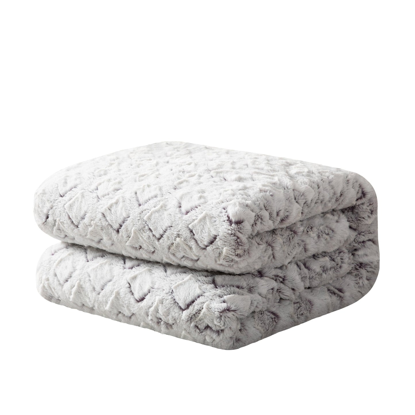 DaDa Bedding Milky White Purple Faux Fur Sherpa Throw Blanket