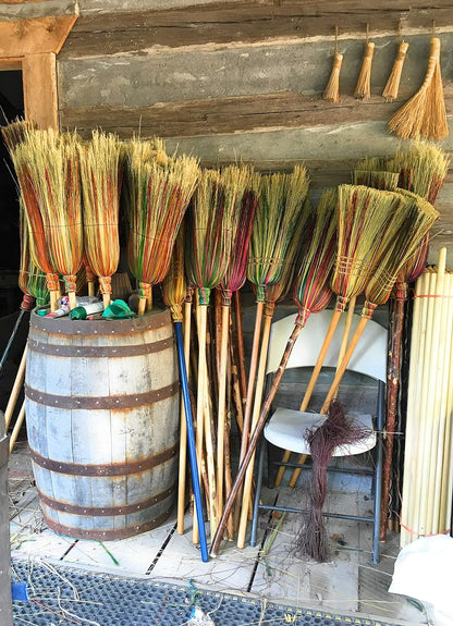 Handmade Farmhouse Broom – Traditional Broomcorn Sweeper, Rustic Country Decor & Functional Cleaning Broom Made in USA