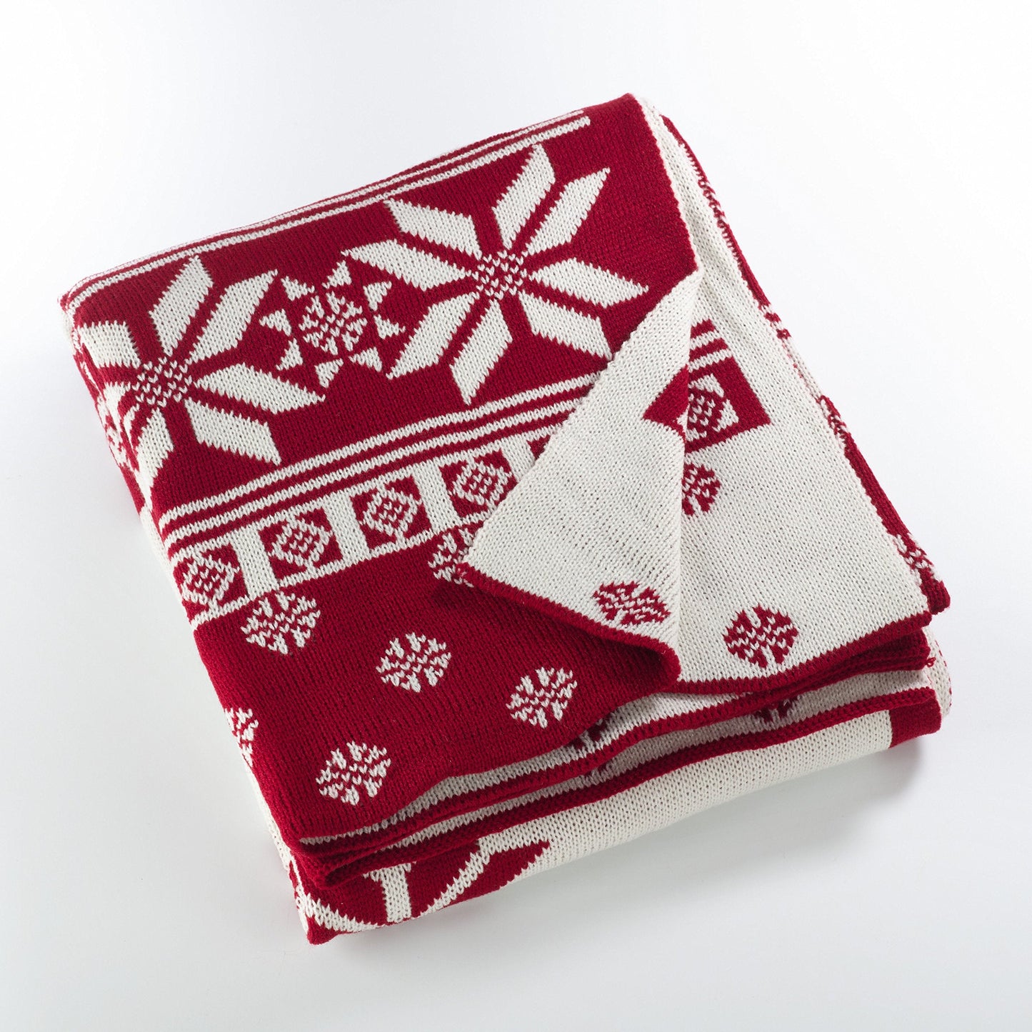 Fennco Styles Sevan Collection Christmas Design Knitted Throw Blanket 50 x 60 Inch - Red Throw for Holiday Decoration, Couch, Bedroom, Living Room Décor and Winter Season