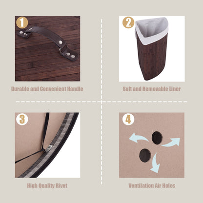 Corner Bamboo Hamper Laundry Basket
