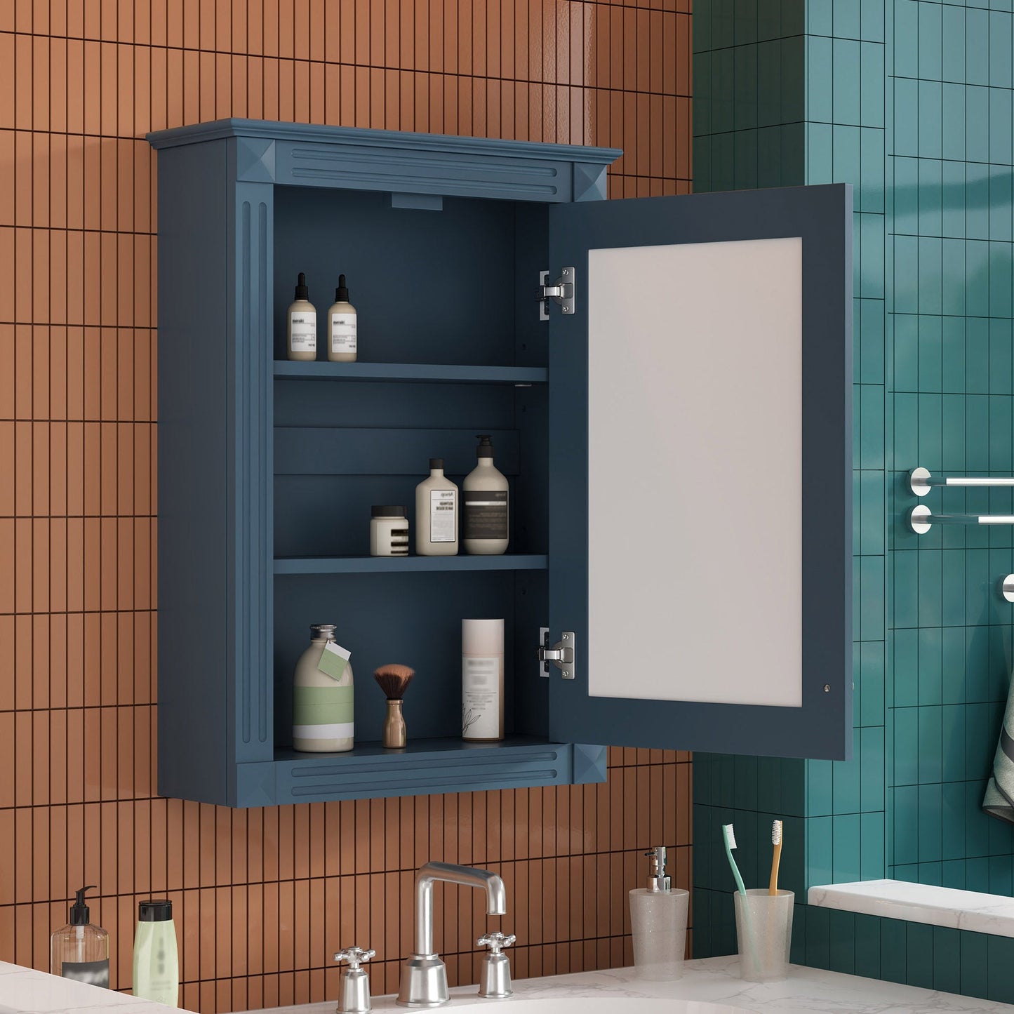 20" Wall Mounted Bathroom Storage Cabinet with Mirror