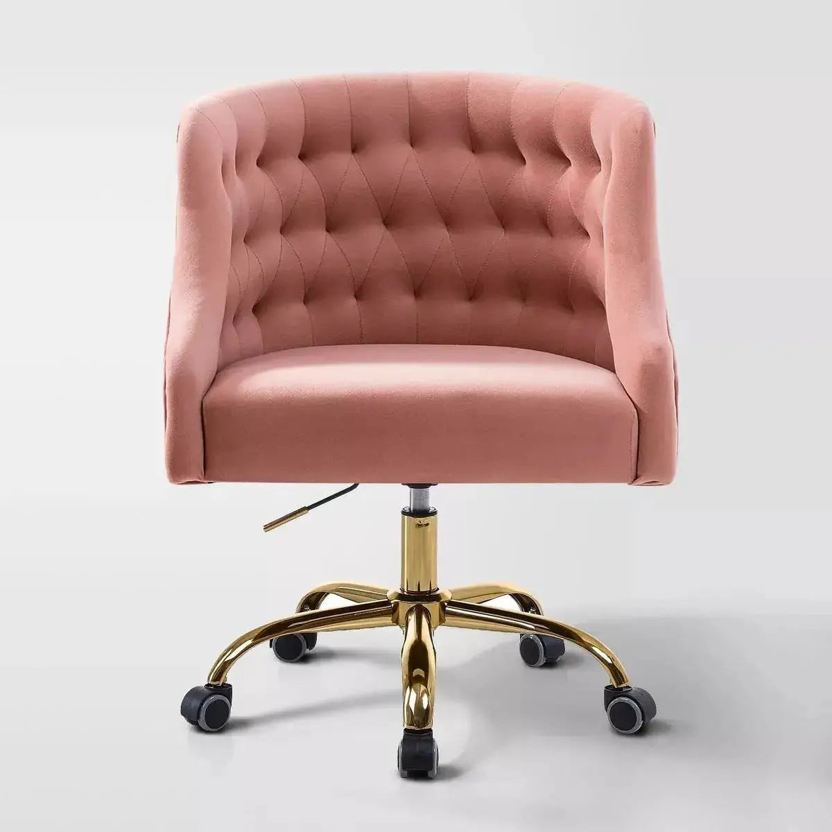 Curvaceous Velvet Swivel Office Chair with Gold Base