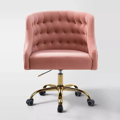 Curvaceous Velvet Swivel Office Chair with Gold Base