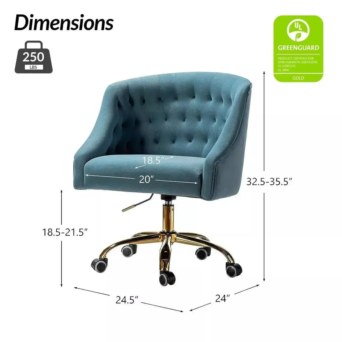 Curvaceous Velvet Swivel Office Chair with Gold Base