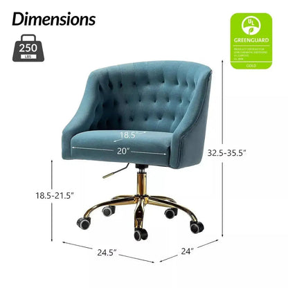 Curvaceous Velvet Swivel Office Chair with Gold Base