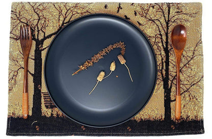 DaDalogy Bedding Set of 4 Pieces Autumn Birds Blessing Tapestry Dining Placemats 13” x 19” (Thanksgiving)