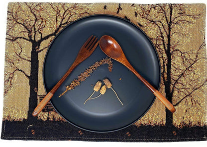 DaDalogy Bedding Set of 4 Pieces Autumn Birds Blessing Tapestry Dining Placemats 13” x 19” (Thanksgiving)