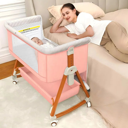 Portable Baby Bassinet 3-In-1 Foldable Crib With Rocking