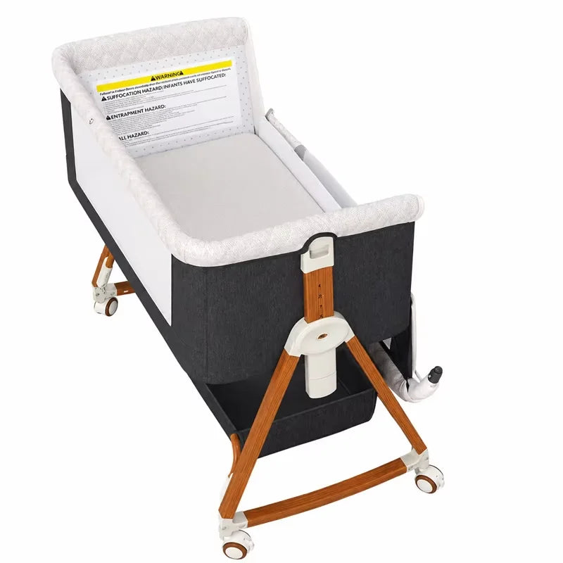 Portable Baby Bassinet 3-In-1 Foldable Crib With Rocking