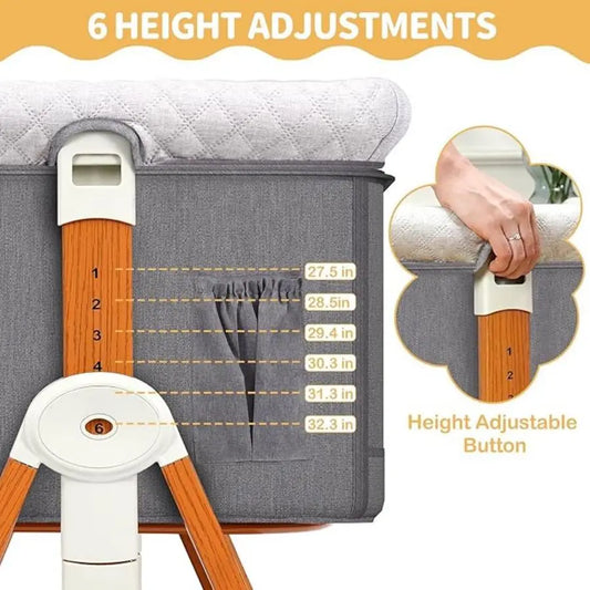 Portable Baby Bassinet 3-In-1 Foldable Crib With Rocking