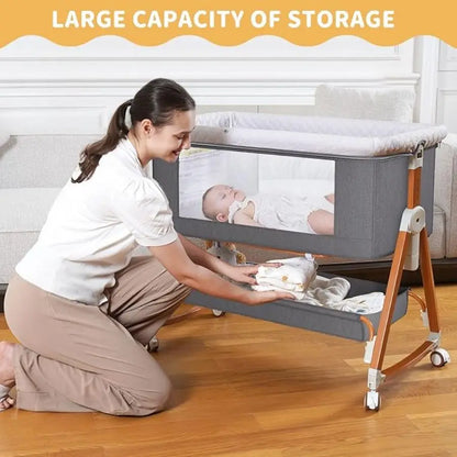 Portable Baby Bassinet 3-In-1 Foldable Crib With Rocking