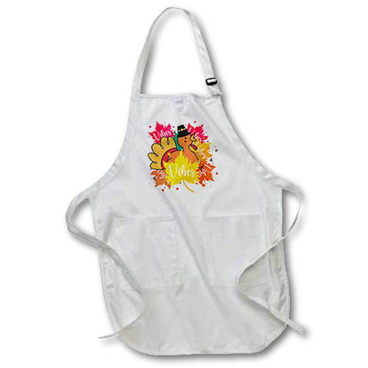 Apron - Pilgrim Turkey Happy Autumn Leaves Vibes Autumn and Thanksgiving
