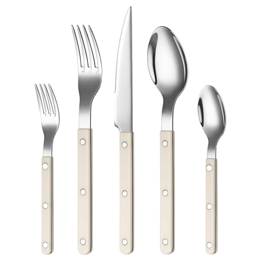 Khen Cream Cutlery Set of 20 –18/8 Stainless Steel Flatware