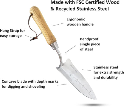 Classic Garden Tool Set - Includes Hand Trowel Transplanter Cultivator