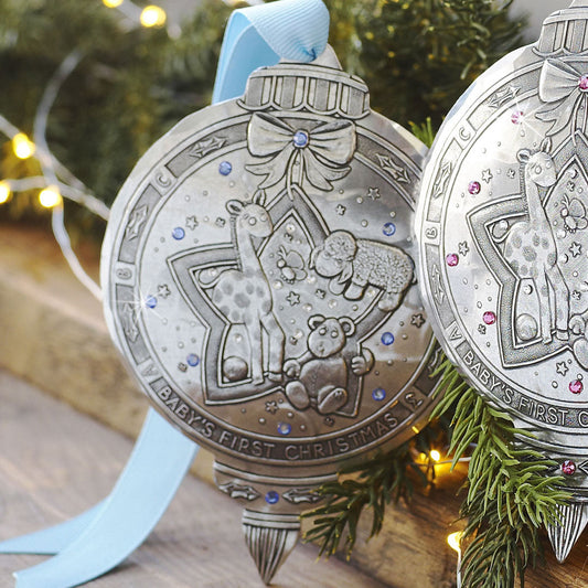Baby Boy's First Christmas Ornament with Crystals