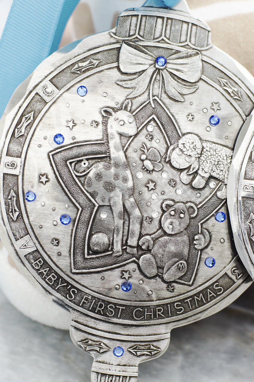 Baby Boy's First Christmas Ornament with Crystals