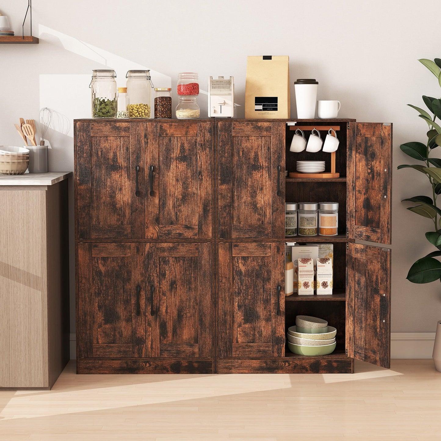 Bathroom Cabinet 43.5 inch Storage Cabinet with Doors and Adjustable Shelves