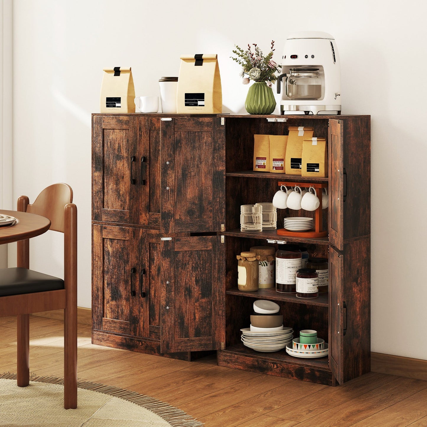 Bathroom Cabinet 43.5 inch Storage Cabinet with Doors and Adjustable Shelves